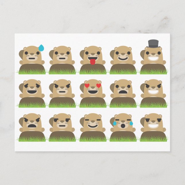 groundhog emojis postkarte (Vorderseite)