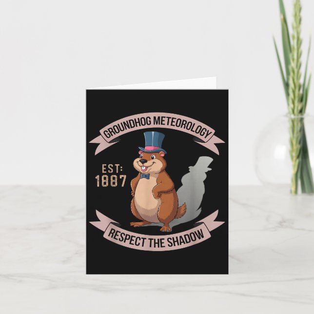 Groundhog Funny Uni Adults Kids Black Short Sleeve Karte (Vorderseite)