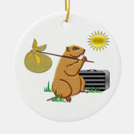 Groundhog läuft weg keramikornament