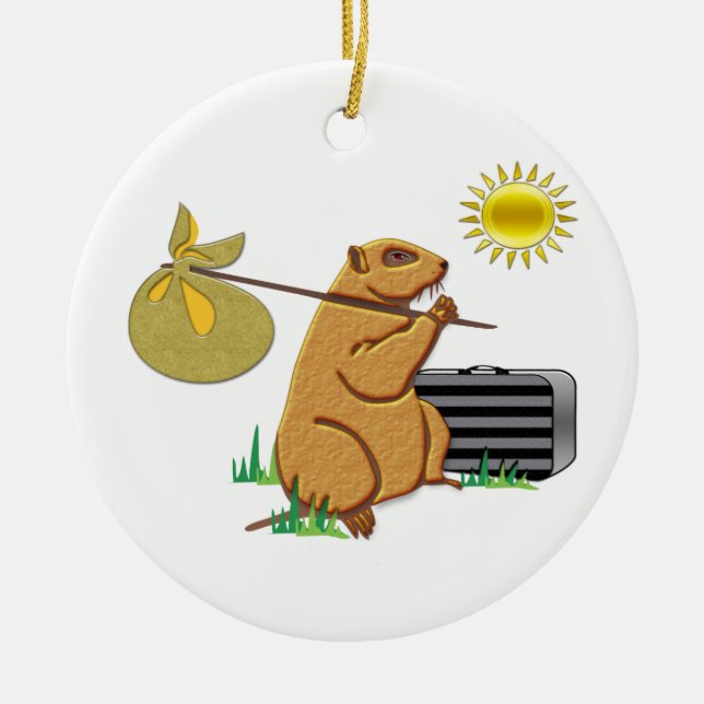 Groundhog läuft weg keramikornament (Vorne)