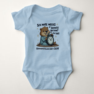 Groundhog’s Snooze Button 2024/Funny Pajama Party Baby Strampler