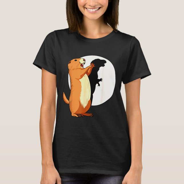 Groundhog Shadow Dinosaur Funny Puppet Happy Groun T-Shirt (Vorderseite)
