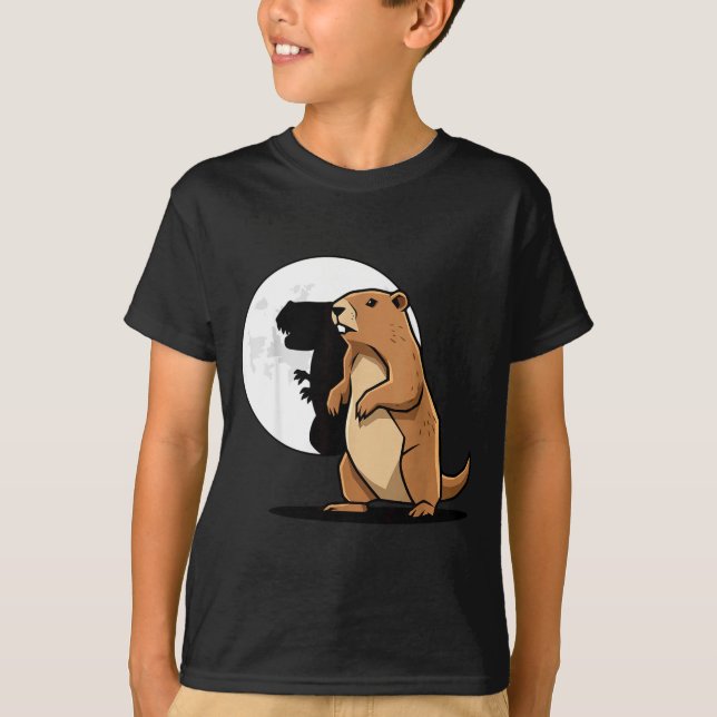 Groundhog Shadow Dinosaur Puppet Happy Groundhog D T-Shirt (Vorderseite)