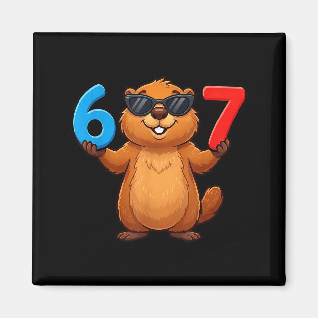 Groundhog Six Seven Drip 67 Meme Funny 6-7 Groundh Magnet (Vorne)