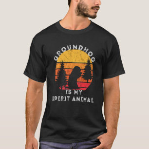 Groundhog Spirit Animal Marmot Rodent Retro Vintag T-Shirt