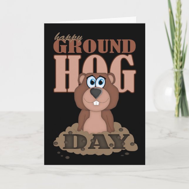 Groundhog Tag mit niedlichem Cartoon Groundhog Karte (Vorderseite)