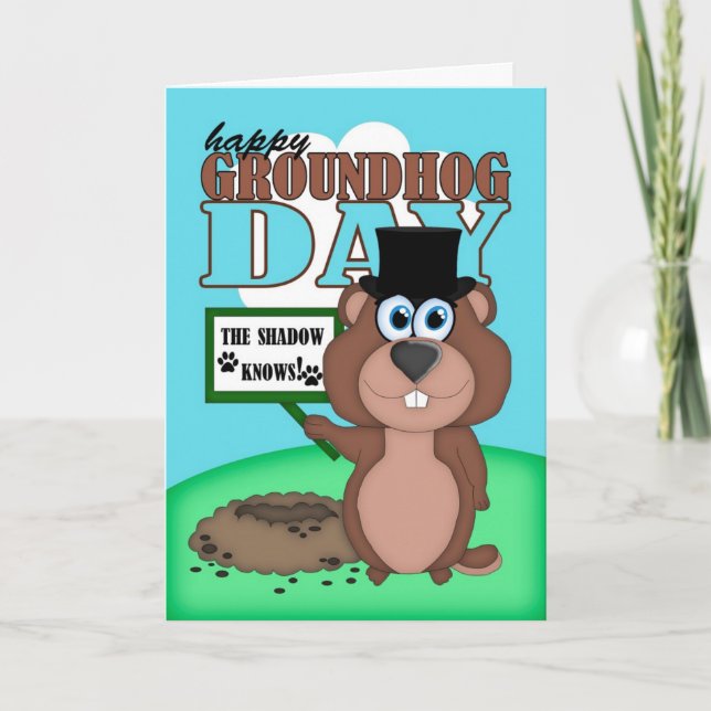 Groundhog Tag mit niedlichem Cartoon Groundhog Karte (Vorderseite)