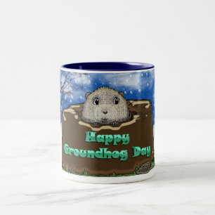 Groundhog TagesTasse, wenn niedliches Groundhog Zweifarbige Tasse