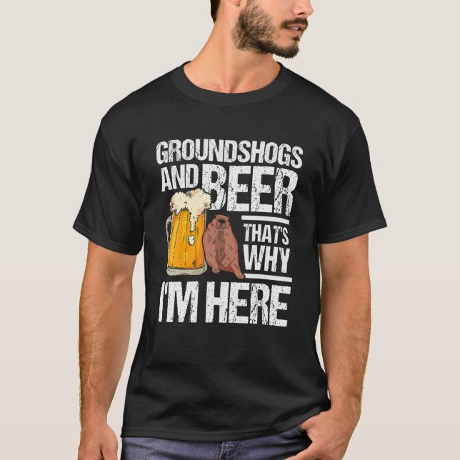 Groundhog und Bier Groundhog Day Marmot Woodchuck T-Shirt (Vorderseite)