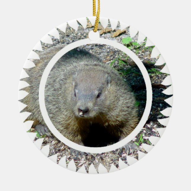 Groundhog Verzierung Keramik Ornament (Vorne)