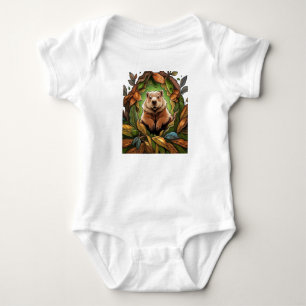 Groundhog Woodchuck mit Maisblumenmassachusetts Baby Strampler