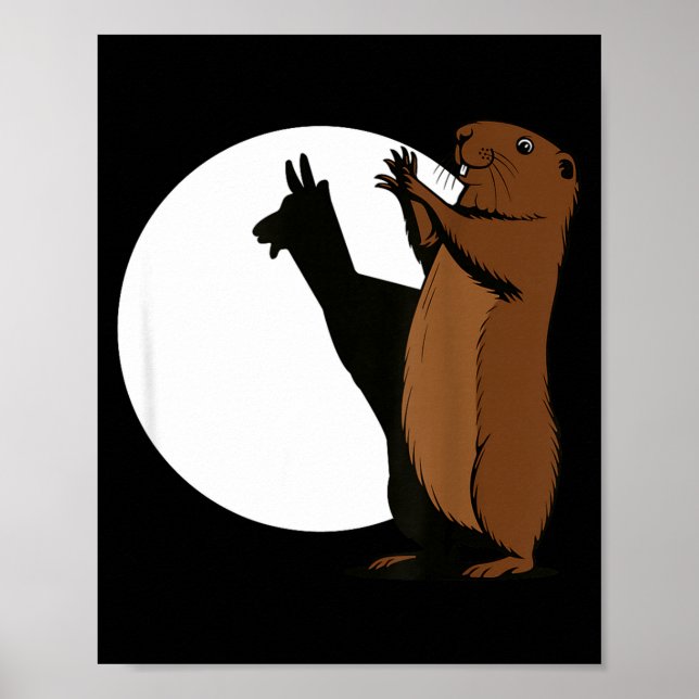Groundhogs Llama Shadow Puppet Funny Woodchuck  Poster (Vorne)