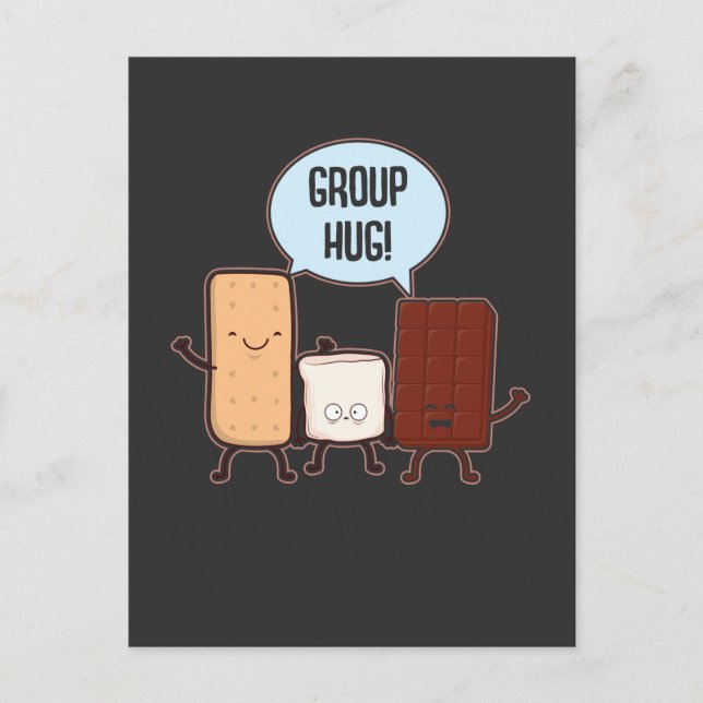 Group Hug Chocolate Marshmallow Camping S'mores Postkarte (Vorderseite)