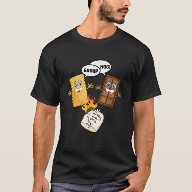Group Hug Funny Smores Chocolate Marshmallow Campi T-Shirt (Vorderseite)