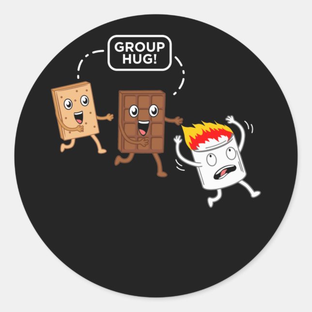 Group Hug S'more Funny Smores Camper Camping Runder Aufkleber (Vorderseite)
