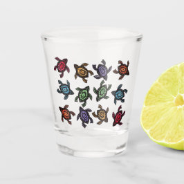Group of Colorful Turtles Tribal Type Markings Schnapsglas