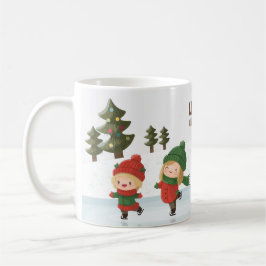 Group of Ice Skating Children at Christmas Kaffeetasse