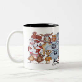 Group of smiling animals cartoon zweifarbige tasse