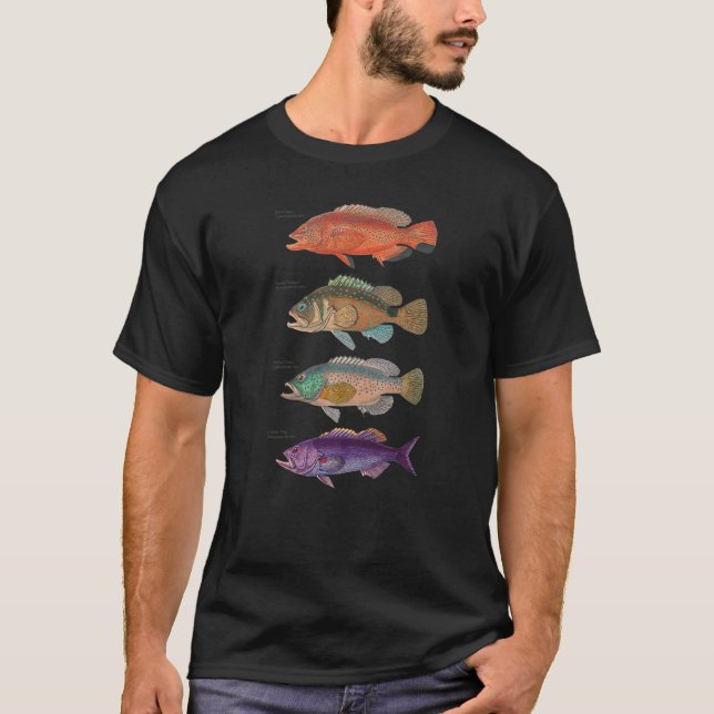 Grouper Fish Sea Bass Angling Golf Karibik T-Shirt (Vorderseite)
