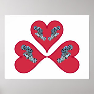 Grouper Zwillinge - Drei rote Herz Illustration Poster