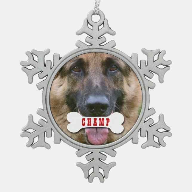 GROUPON Foto-Haustier mit kundenspezifischem Schneeflocken Zinn-Ornament (Vorderseite)