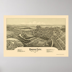 Grove City, PA Panorama Karte - 1901 Poster