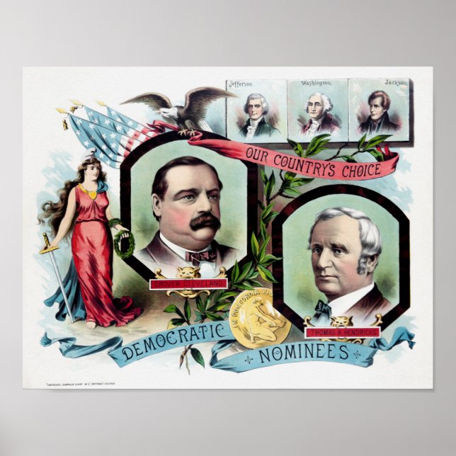 Grover Cleveland und Thomas Hendricks Election Pri Poster (Vorne)