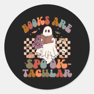 Grovy Boo Books sind ein interessantes Halloween-K Runder Aufkleber
