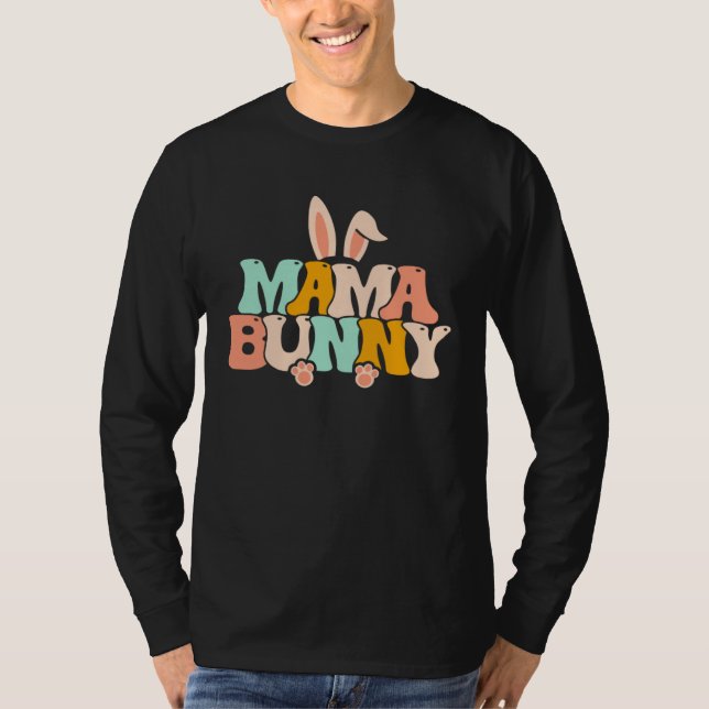 Grovy Mama Bunny Pregnancy Annoucement Easter Day  T-Shirt (Vorderseite)