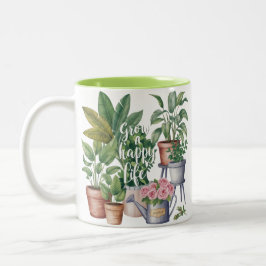 Grow a Happy Life Mug – Sip, Smile & Thrive Zweifarbige Tasse