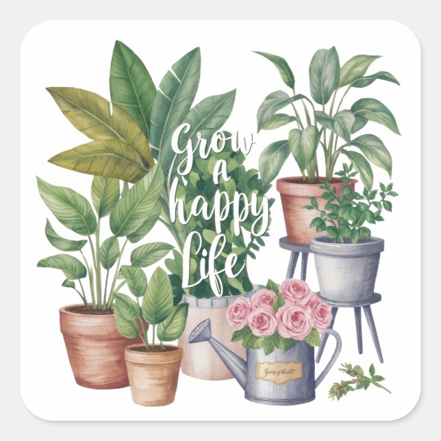 Grow a Happy Life Stickers (Vorderseite)