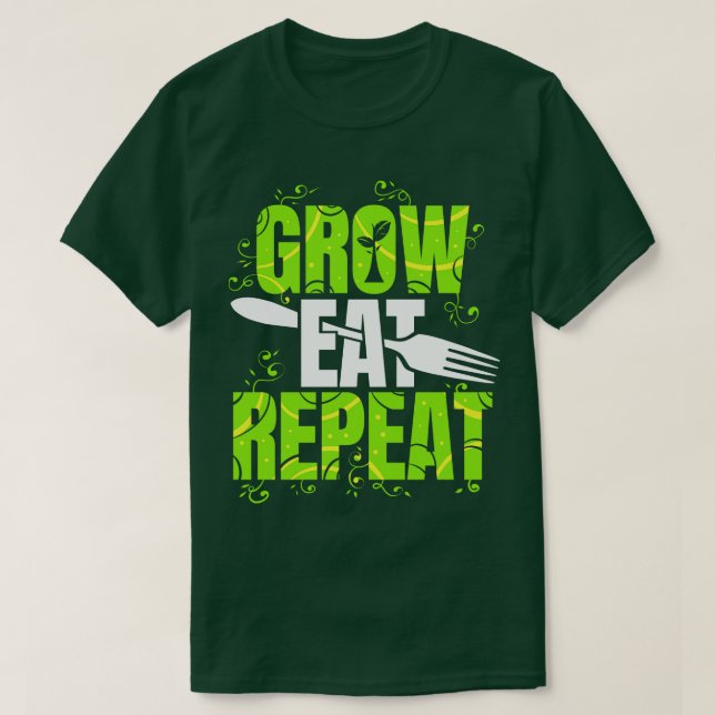 Grow Eat Wiederholung vegetarische Vegan T-Shirt (Design vorne)