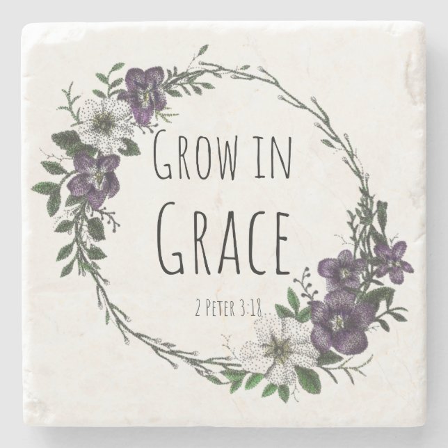 Grow in Grace Stone Coaster Steinuntersetzer (Vorderseite)