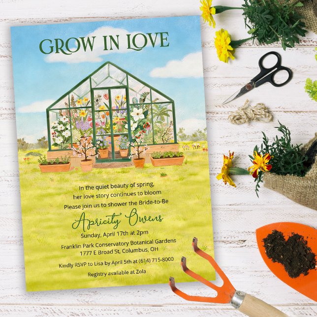 Grow in Love Greenhouse Bridal Shower Invitation Einladung (Von Creator hochgeladen)
