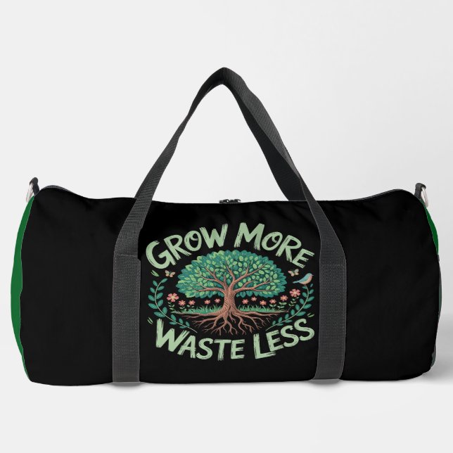 Grow More Waste Less Tree Duffle Bag (Vorderseite)
