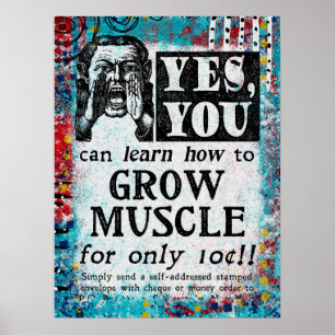 Grow Muscle Poster - Funny Vintage Ad