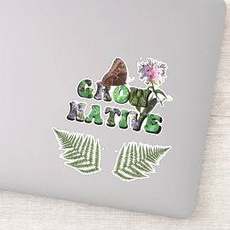 "Grow Native!" mit Farn-Blätter Aufkleber