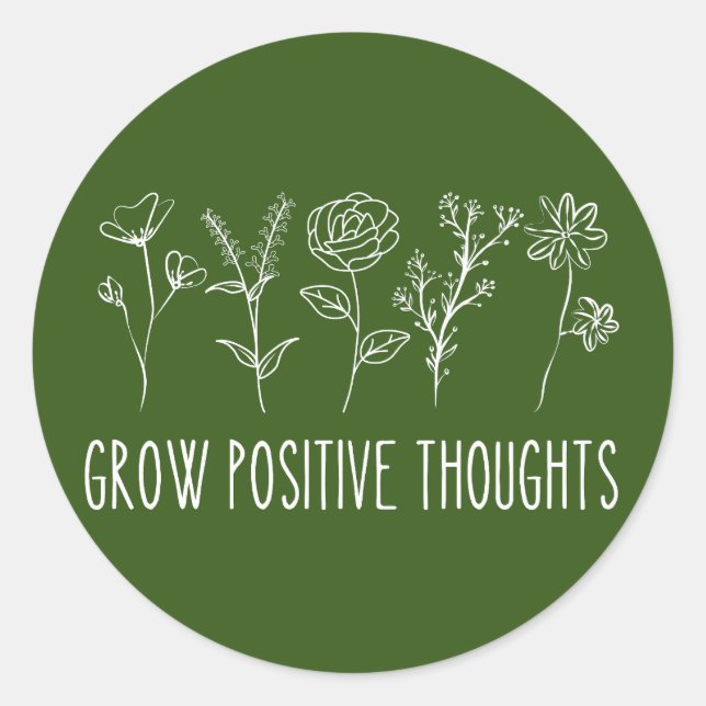 Grow Positive Thoughts Aesthetic  Runder Aufkleber (Vorderseite)