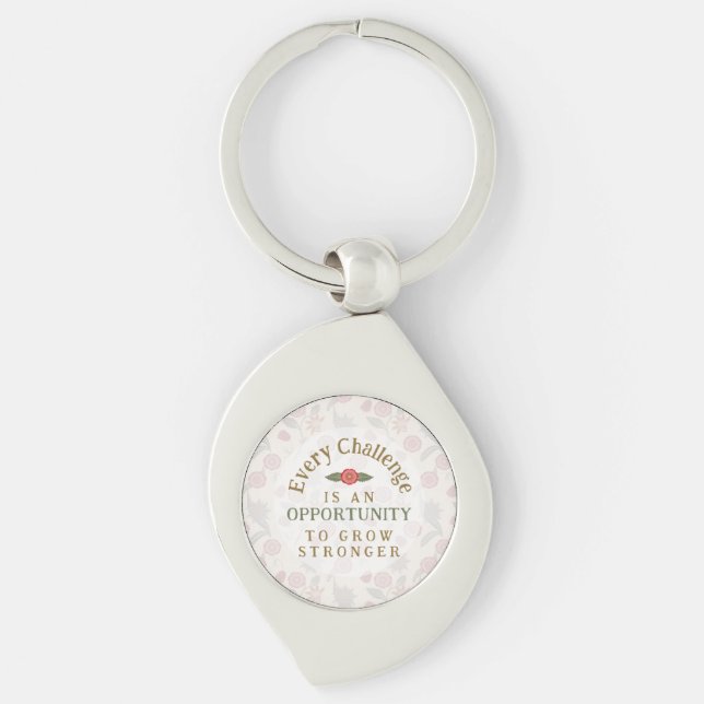 "Grow Stronger" Affirmation Metal Keychain Schlüsselanhänger (Vorderseite)