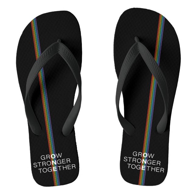 Grow Stronger Rainbow Strip Black Flip Flops (Fußbett)