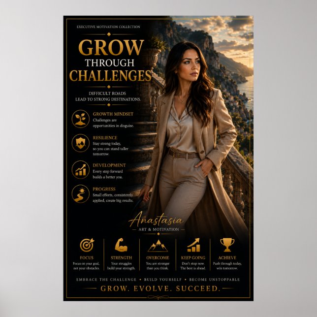 Grow Through Challenges – Motivation Poster (Vorne)