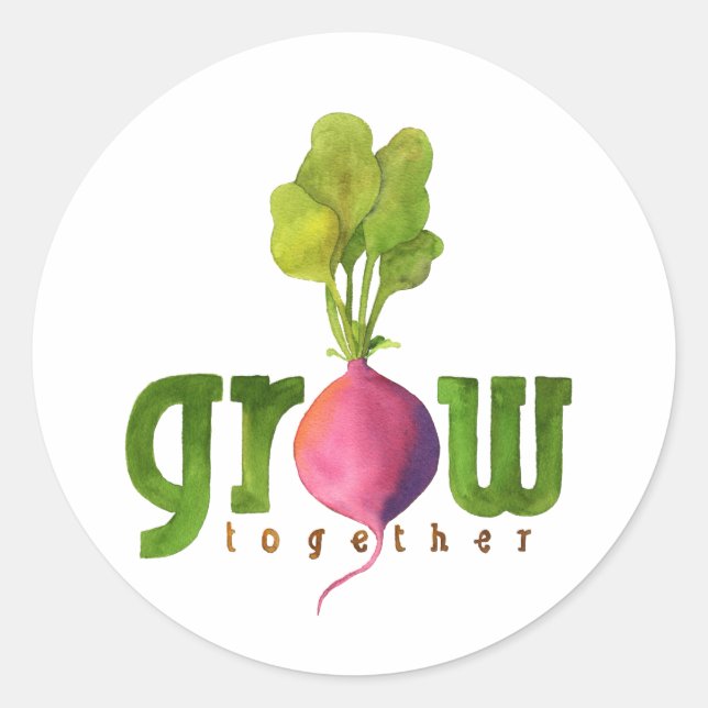 Grow Together Radish Runder Aufkleber (Vorderseite)