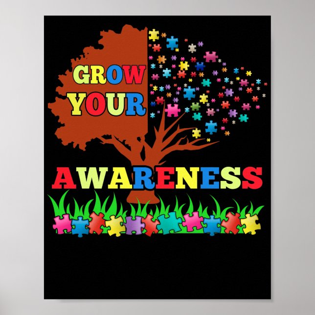 Grow Your Awareness Autism s Puzzle Tree Poster (Vorne)