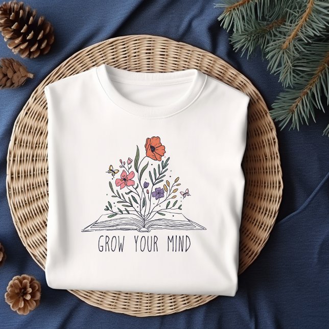 Grow your mind Boho Wildflower and book T-Shirt (Von Creator hochgeladen)