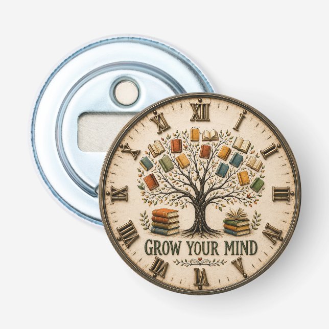 Grow Your Mind Book  Reading Teacher Gift Flaschenöffner (Vorderseite)