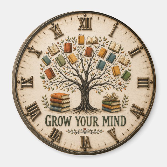 Grow Your Mind Book  Reading Teacher Gift Magnet (Vorne)