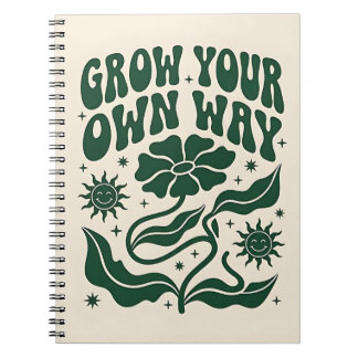 Grow Your Own Way | Green Motivational Retro Notizblock