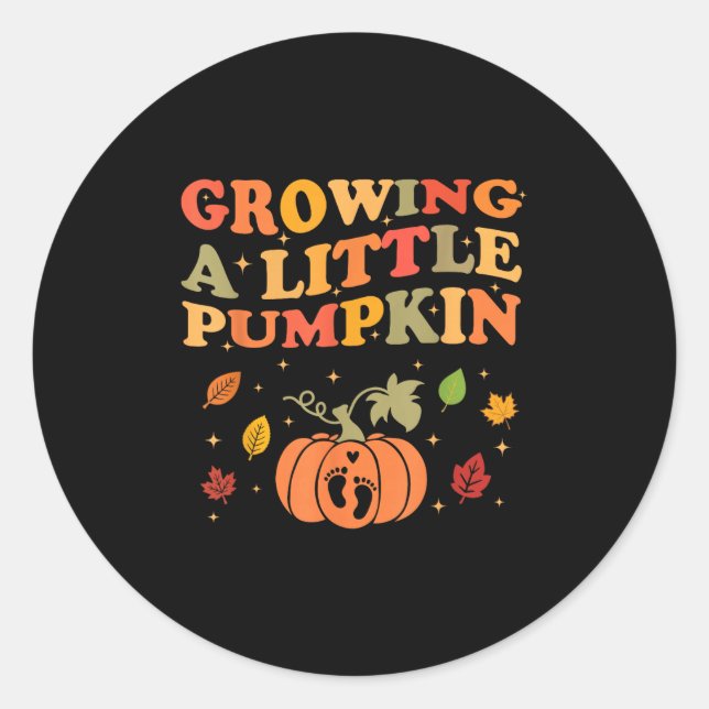 Growing A Little Pumpkin Halloween Pregnancy Annou Runder Aufkleber (Vorderseite)