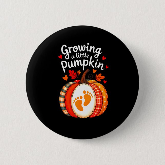 Growing A Little Pumpkin Maternity Pregnancy Thank Button (Vorderseite)