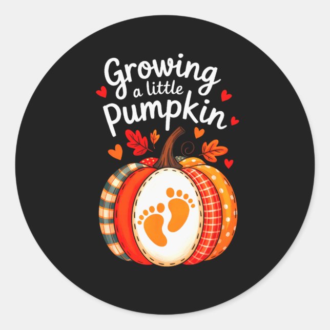 Growing A Little Pumpkin Maternity Pregnancy Thank Runder Aufkleber (Vorderseite)